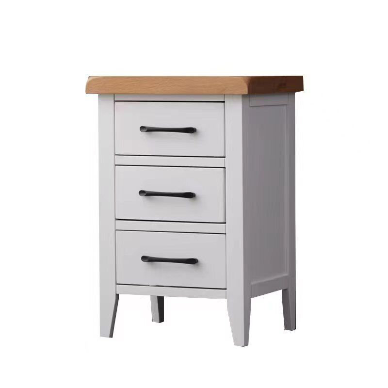 Aleksandras 38cm W Solid Wood Bedside Table, White
