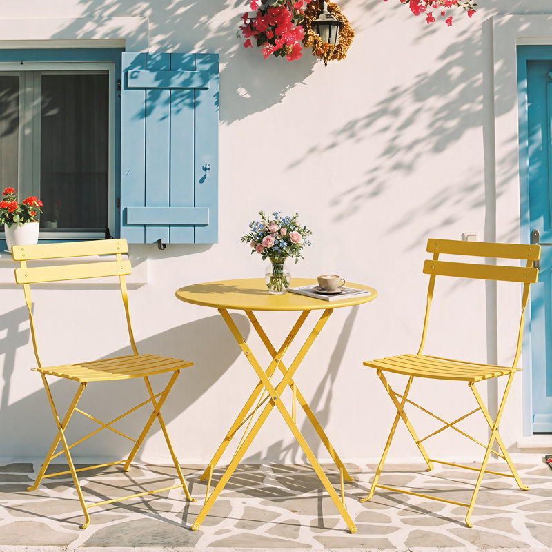 Ensemble de bistro de patio, table bistro pliante et chaises 3 pièces