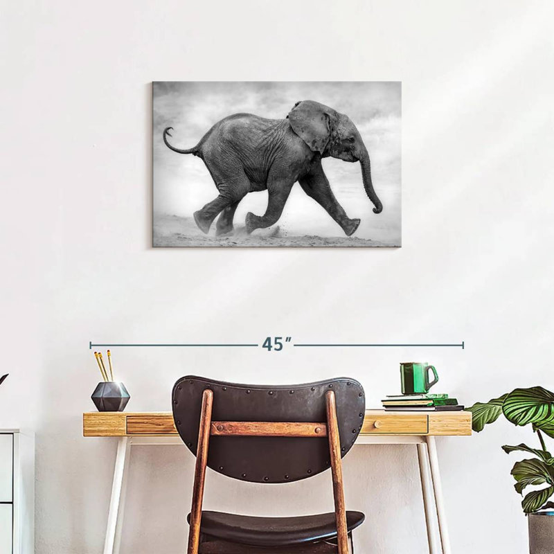 Brampt Baby Elephant Running, 20" H x 30" W