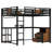 Queen Loft Bed with Desk & Storage, Metal Frame, Non-Woven Drawers, Ladder, Noise-Free, No Box Spring, Black