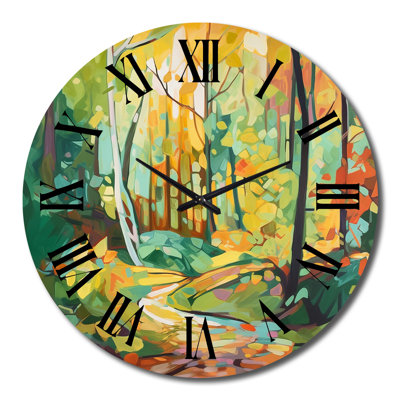 Lumière du soleil à travers les arbres dans la forêt d'automne - Horloge murale forêt