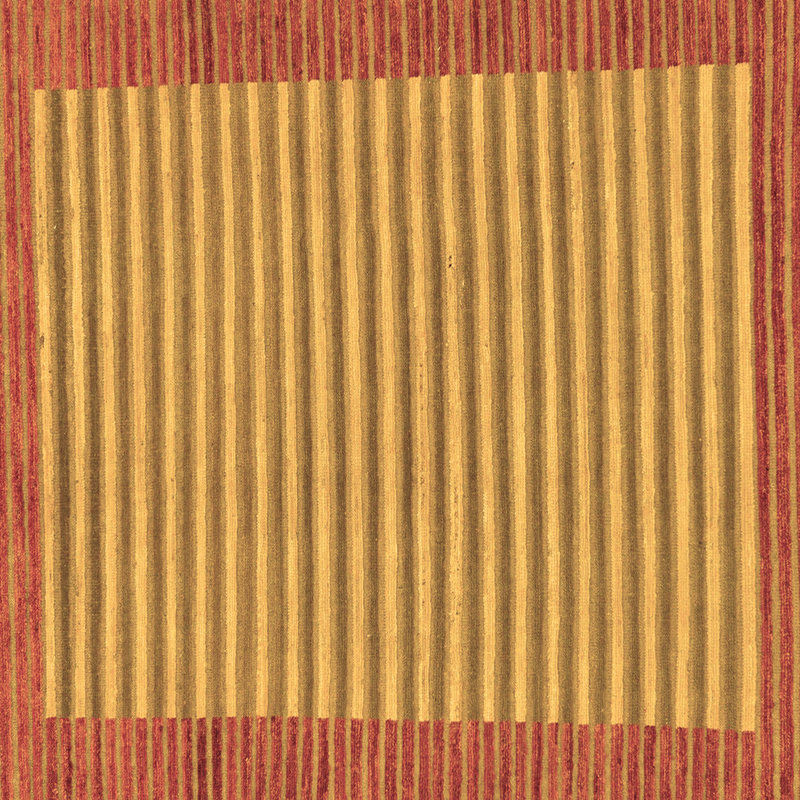 Tapis rayé en laine / polyester tissé à la machine Edgemon - brun / jaune, Carré 7 pi