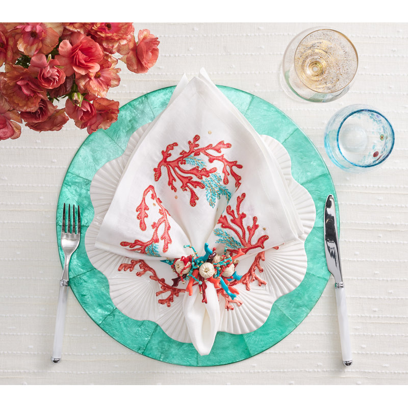 Coral Spray Napkin Ring, Brown/Turquoise