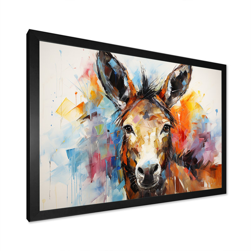 «Abstract Donkey Reverie», art mural sur toile, H 30 po x l 40 po x P 1,5 po, Cadre d'angle fermé noir