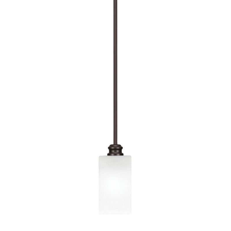 Mini-luminaire suspendu sur pied Edge avec verre carré en marbre blanc de 3,5 po, Espresso