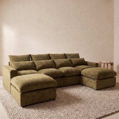 Modular Sectional Sofa 4 Seats With 2 Ottoman Grey