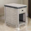 Table de bout, tiroirs et tablette Nelly, acajou gris alpin de 25 po