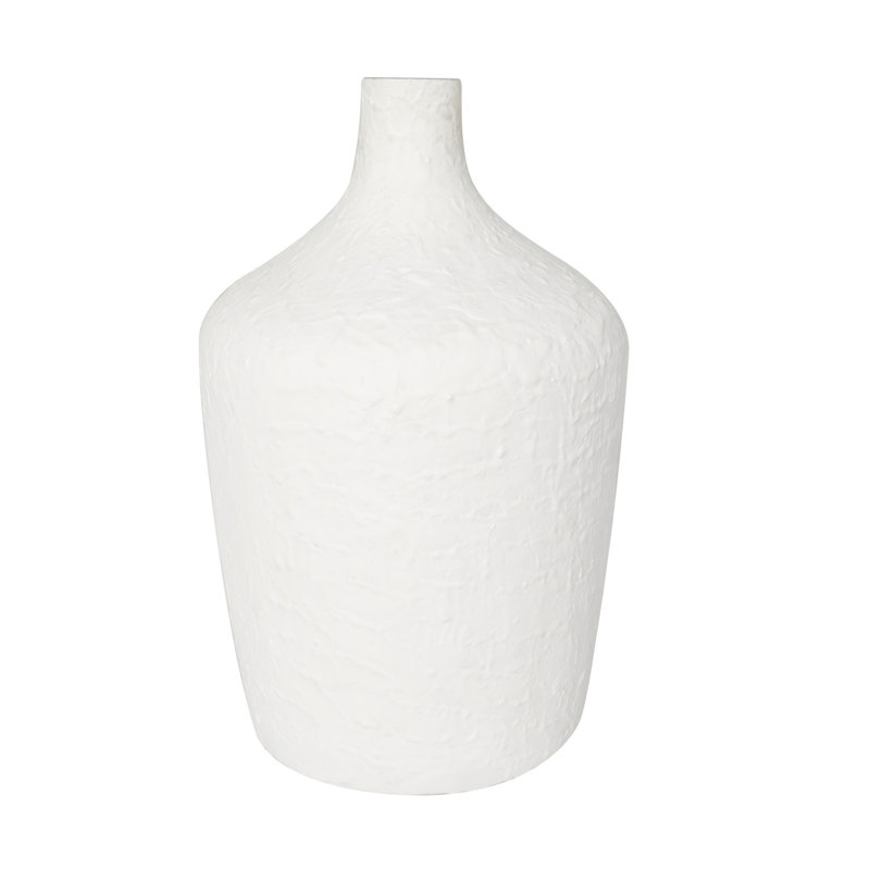 White Textured Glass Coastal Table Vase Set