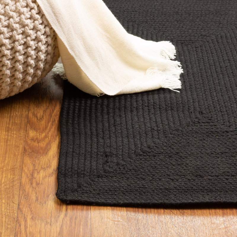 Tapis noir tressé à la main Jewely, Rectangle 3 pi x 5 pi
