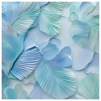 Blue Green Textured Leaves Blankets