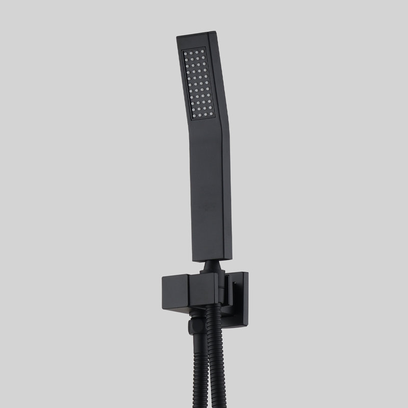 Matte Black Ceiling Mounted Shower Kit - 12" Head And Handheld Natural Rainfall Simulation Self-Cleaning Outlet Brass Manufactured , & Replica Tap Made