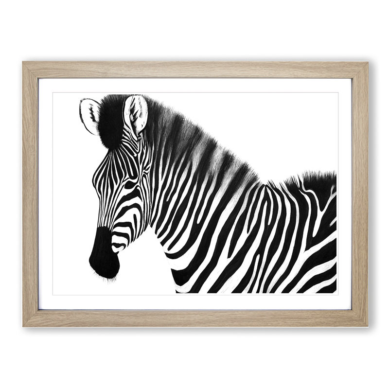 Zebra Portrait Vol.2 1 Piece Single Picture Frame Painting, 34cm H x 46cm W x 2cm D, Oak