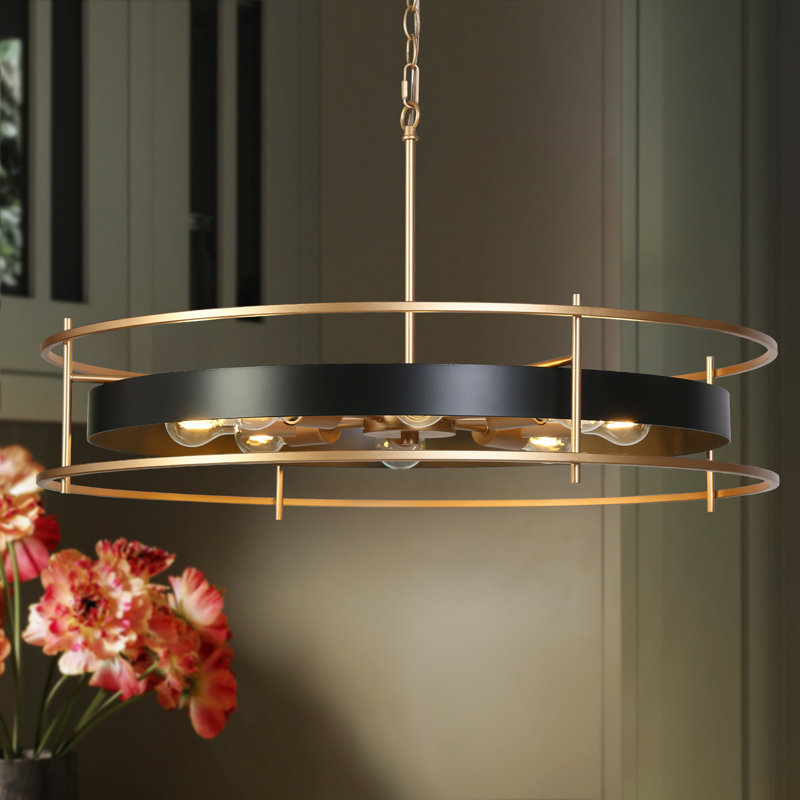 Grand lustre cylindrique à 8 lumières à roulettes