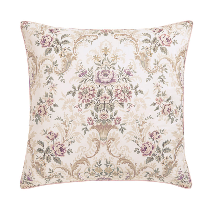 Blush Floral Polyester Euro Sham with Zipper Closure