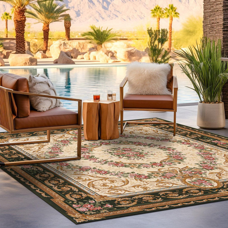 Indoor/Outdoor Traditional Area Rug, Square 10'
