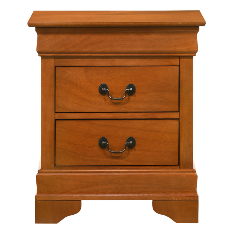 Table de chevet élégante avec 2 tiroirs, Chêne