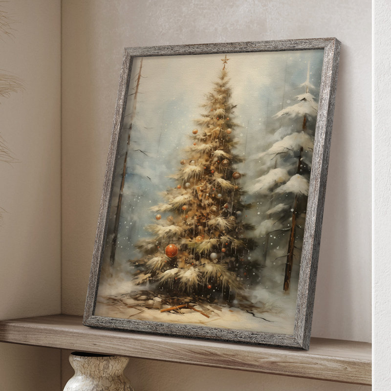 «Christmas Holiday Art», reproduction encadrée en bois massif, H 30 po x l 24 po