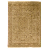 Hand Knotted Wool Area Rug in Gold