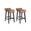 Ensemble de 2 tabourets de comptoir modernes de 26 pouces, tabourets de bar en similicuir brun avec structure et repose-pieds en bois massif, style Mid-Century-932184439