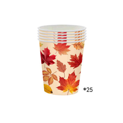 Plastic Tablecloth Thanksgiving Themed Tableware With Maple Leaf Patterns Suitable For Party Decoration And Catering 25pc