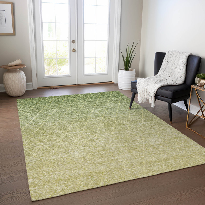 Tapis vert lavable intérieur / extérieur Soleya , 2 pi 6 po x 3 pi 10 po