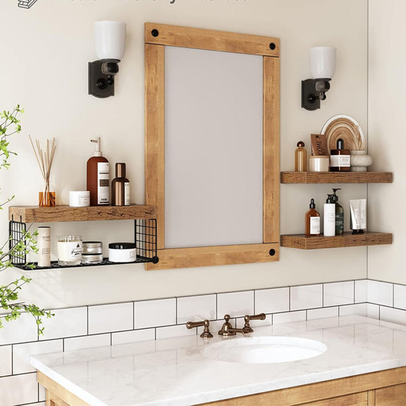 Ensemble de tablettes flottantes 3 pièces 15,7 "avec panier de rangement en métal