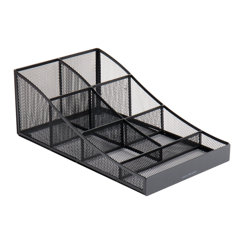 Organisateur de comptoir Mind Reader, chariot de rangement pour salle de pause de bureau, organisateur de bureau, filet métallique, noir