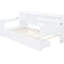 Lit de jour simple en bois blanc avec 3 tiroirs de rangement et bureau - Pin pour une nuit de détente spacieuse et 3 options de chargement-341600561-341600558