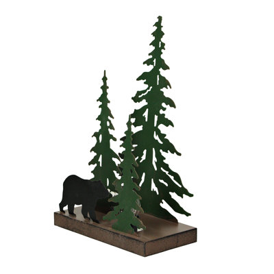 Brelyn Rustic Woodland Metal Black Bear Forest Accent Lamp with Brown Painted Accents — 8 Inches Long X 4 Inches Deep X 12.25 Inches High