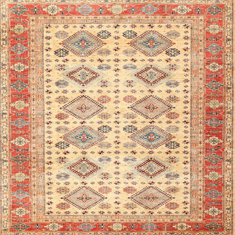 Tapis orange / jaune clair Southwestern, Rond 6 pi
