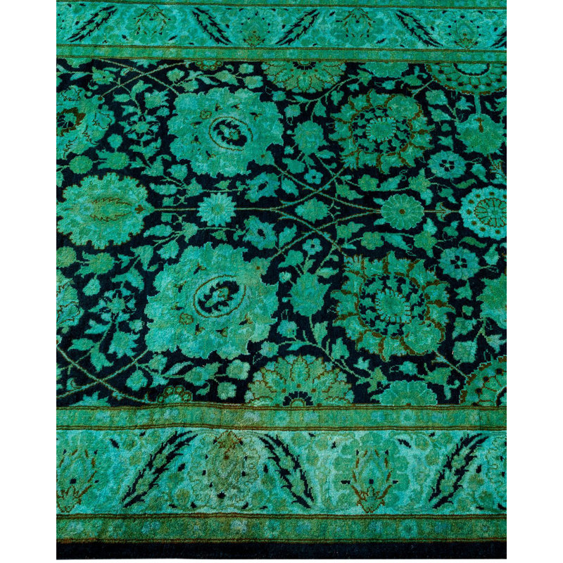 Tapis unique vert / noir 3 pi 2 po x 12 pi Yoandry