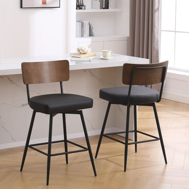 Tabouret de bar et de comptoir pivotant rembourré, Noir, 3, Tabouret de comptoir (siège d'une hauteur de 26 p