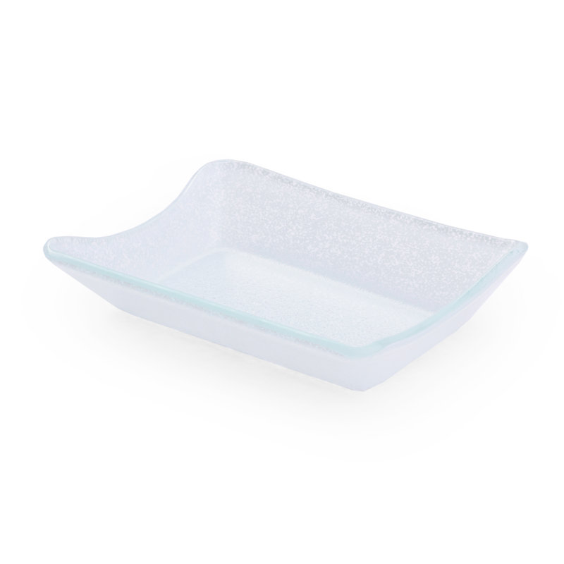 Isenberg Aqua Glass Rectangular Bowl, White