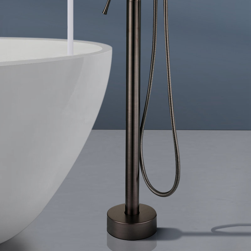 Topcraft Single Handle Floor Mounted Freestanding Tub Faucet with Handheld Shower, Oil Rubbed Bronze, Oil Rubbed Bronze