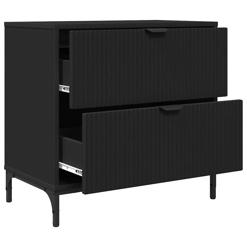 63.5cm W Manufactured Wood Bedside Table, Black