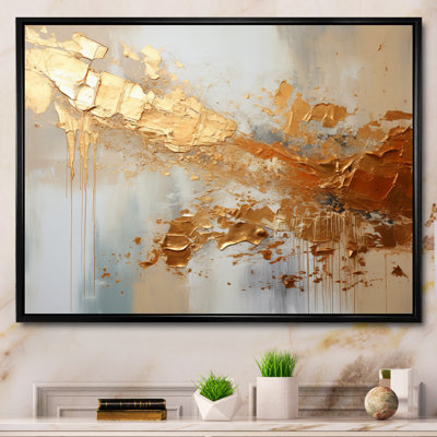 Golden Gleam II - Abstract Collages, art mural