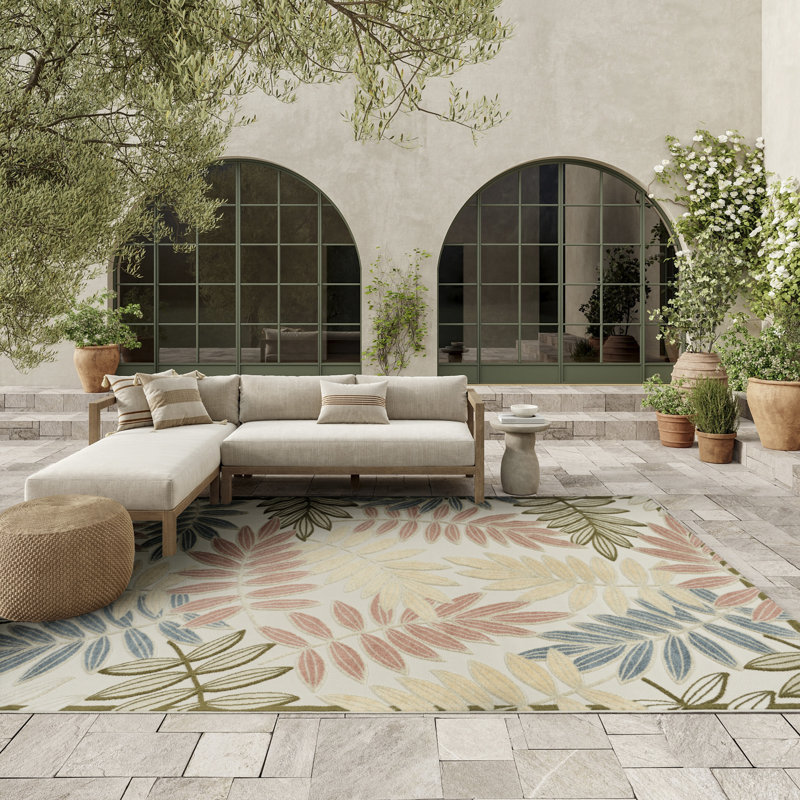 Lakesha 9' x 12' Ivory Rose Modern Rug, Rectangle 9' x 12'