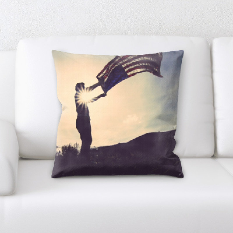 Coussin décoratif à champs pour l’amérique du soleil flag