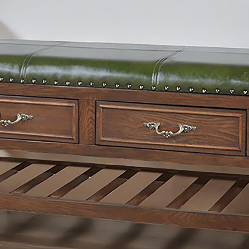 Banc de rangement pour chaussures 39,4 po avec tiroir, Vert; bois brun