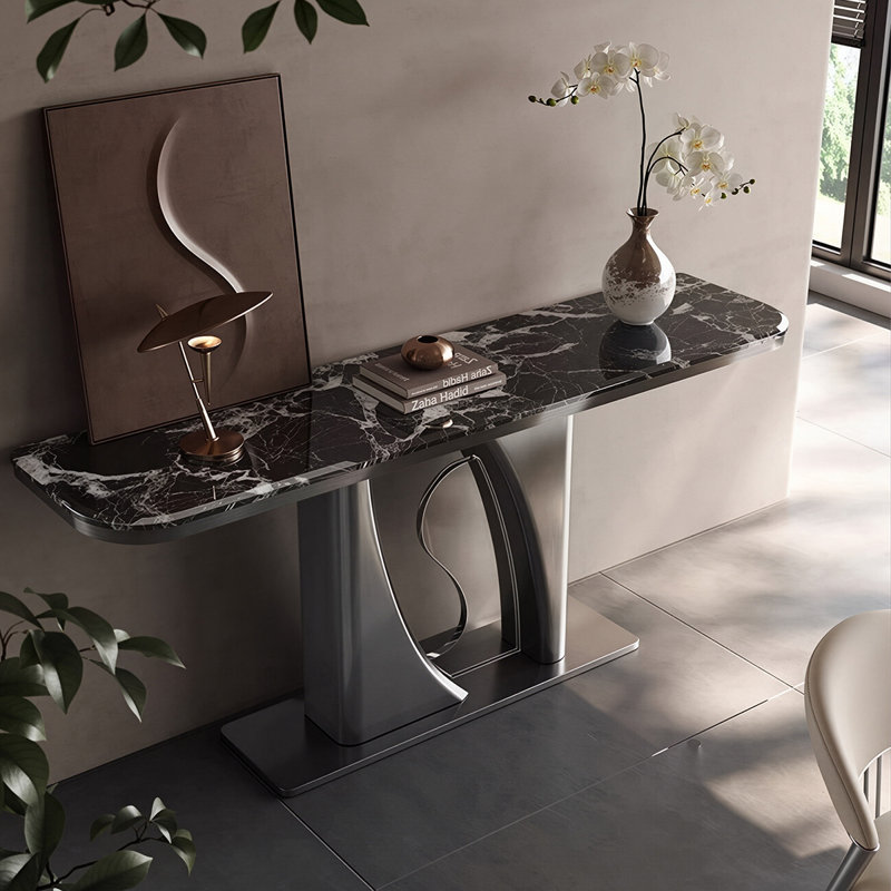Stone Top Console Table, H 33,46 po x l 39,37 po x P 13,78 po