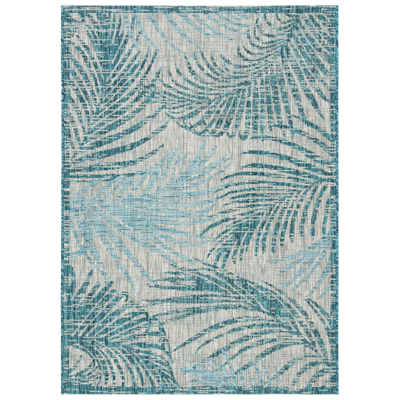 Tapis d'intérieur / extérieur à motif floral Shani Performance, Rectangle 4 pi x 5 pi 7 po