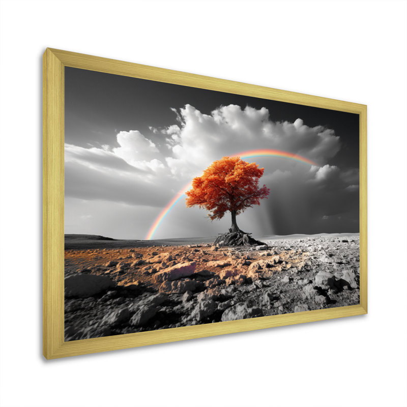 Rainbow Shades Of Colorlessness Landscape III sur toile, H 24 po x l 32 po x P 1 po, Cadre doré simple