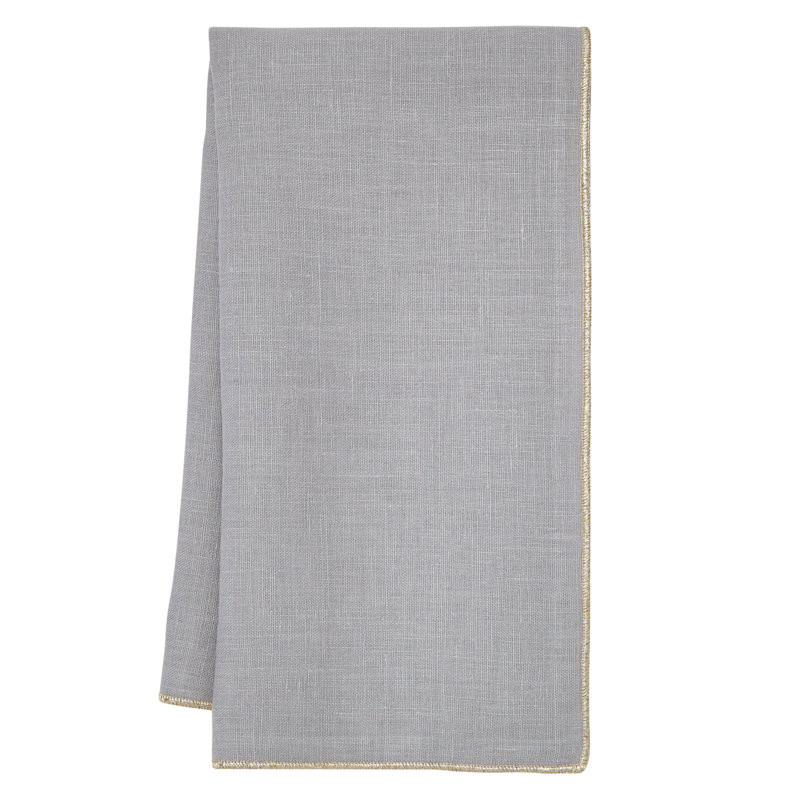 Bowery Linen Solid Colour Square Napkin, Gold/Grey