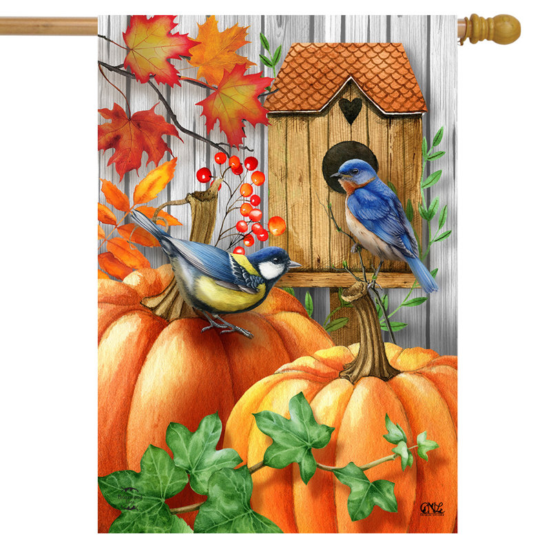 Drapeau de la maison d'automne, oiseaux de beauté