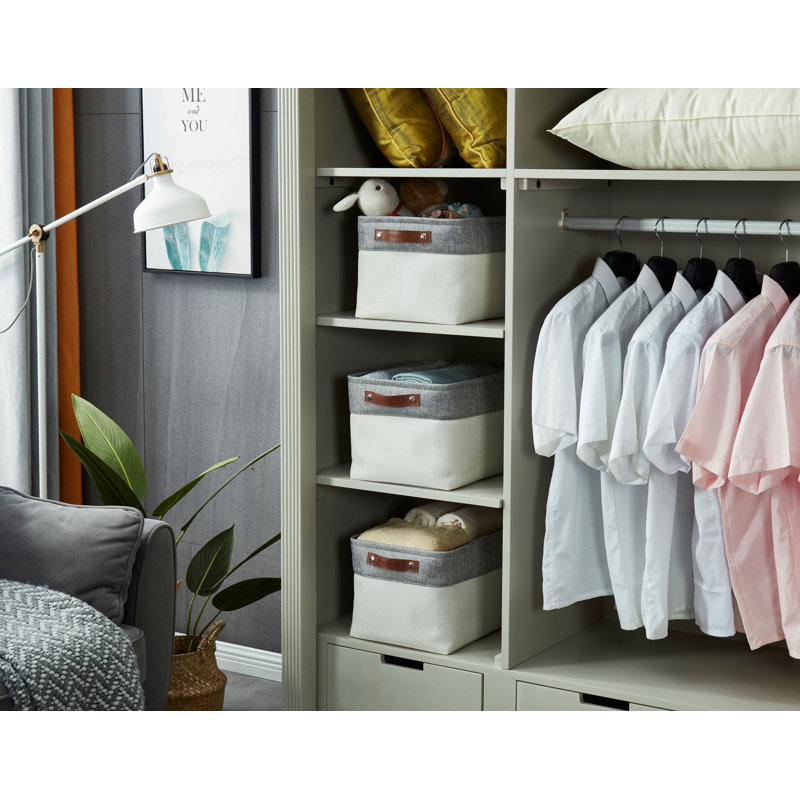 Bac de rangement en tissu XL, Blanc/gris, 3