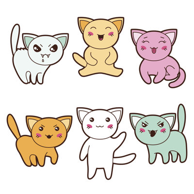 " Set Of Kawaii Cats " by Incomible