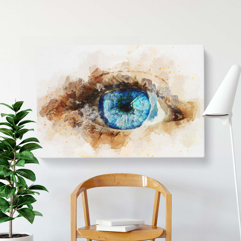 Blue Eye Of The Storm In Abstract - Wrapped Canvas Painting, 40cm H x 60cm W x 3cm D