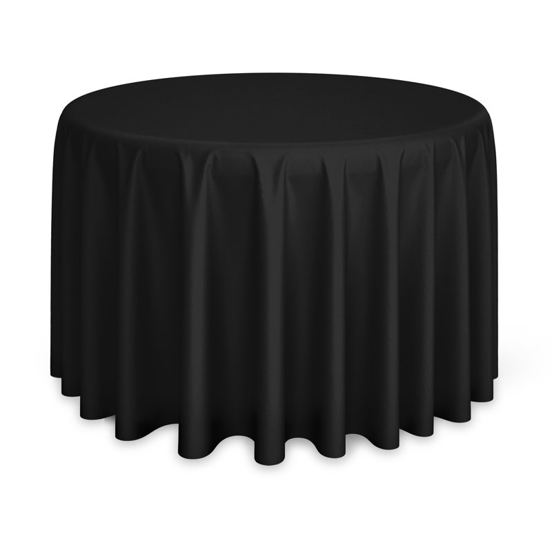 Solid Color Round Tablecloth, 120" L x 120" W, Black, 5