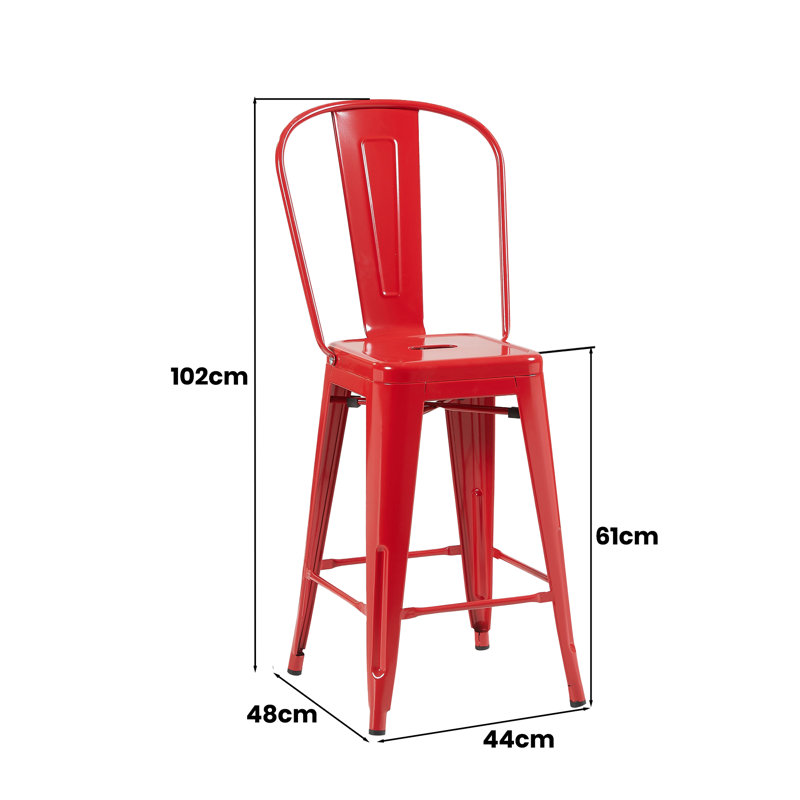 Counter Stool with Metal Frame, Red