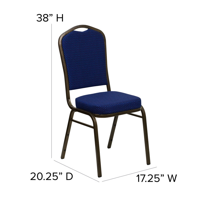 Chaise de banquet empilable Oliverson, Cadre noir, Tissu à motif bleu marine, 4